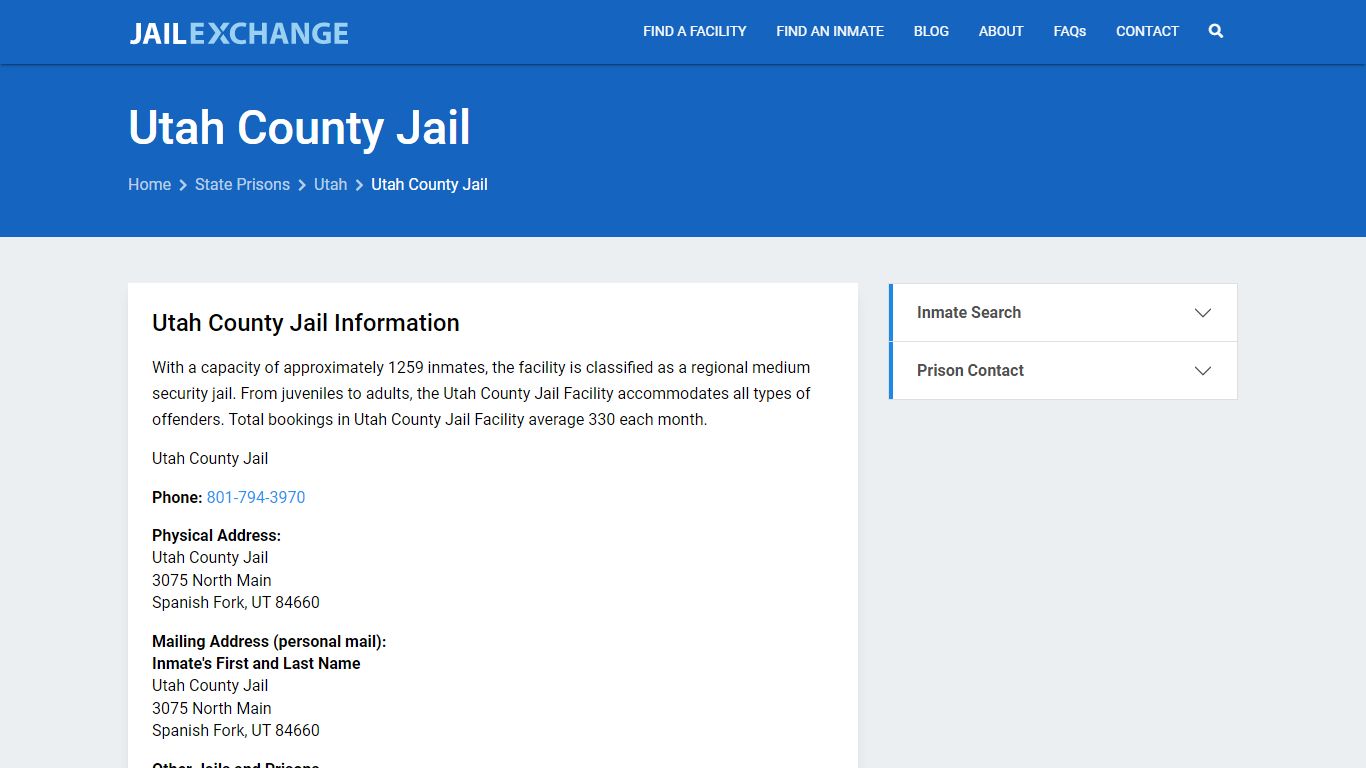 Utah County Jail Inmate Search, UT - Jail Exchange